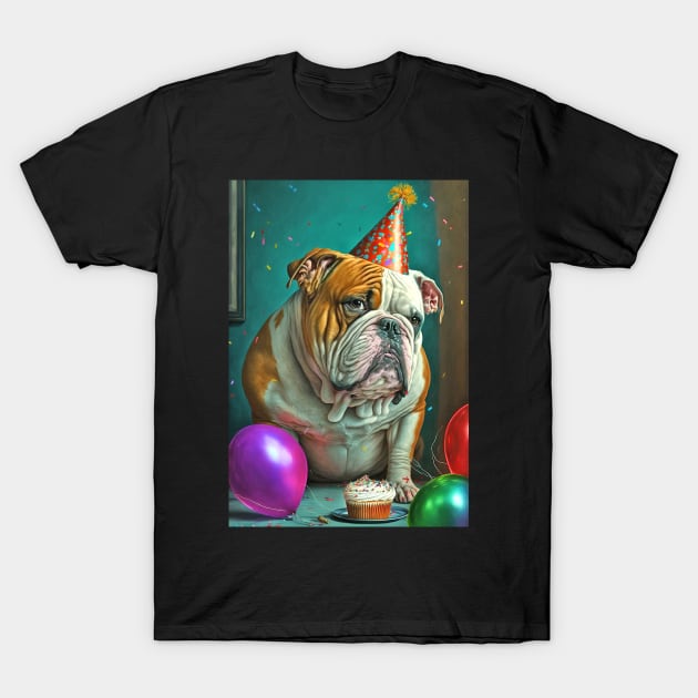 English Bulldog Birthday Card #3 T-Shirt by candiscamera